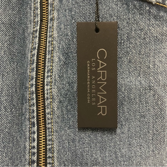 CARMAR Zip Front Distressed Beatrice Denim Skirt Sz 29 - Picture 7 of 8